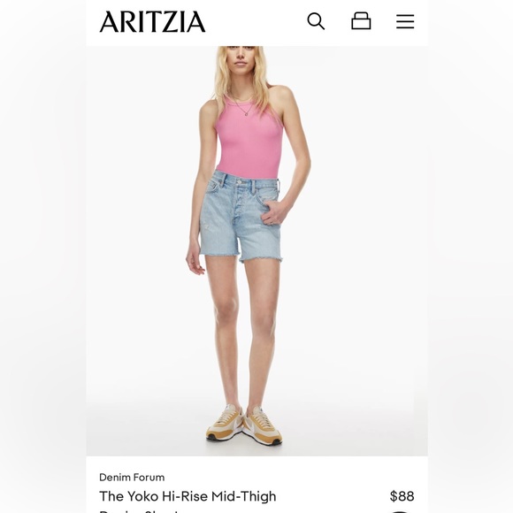 Denim Forum Mid Thigh Shorts - Picture 1 of 4